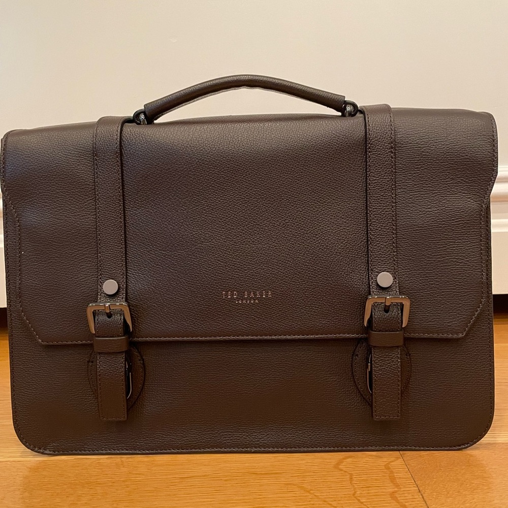 Ted Baker brown leather messenger bag - Picture 1 of 8